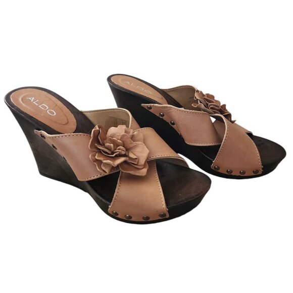 Aldo Tan Leather Wedge heel Size 9 NWOT - Picture 2 of 5